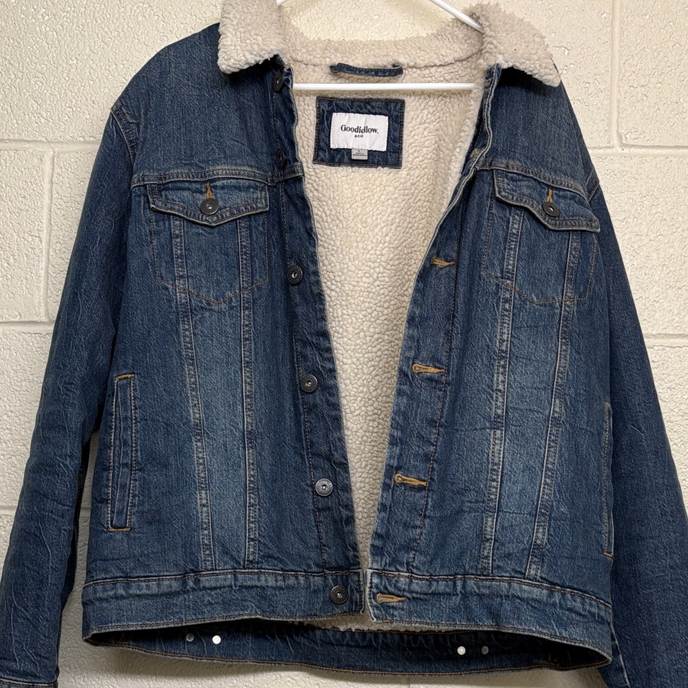 Goodfellow & Co Blue Denim Jacket with Sherpa Lining
